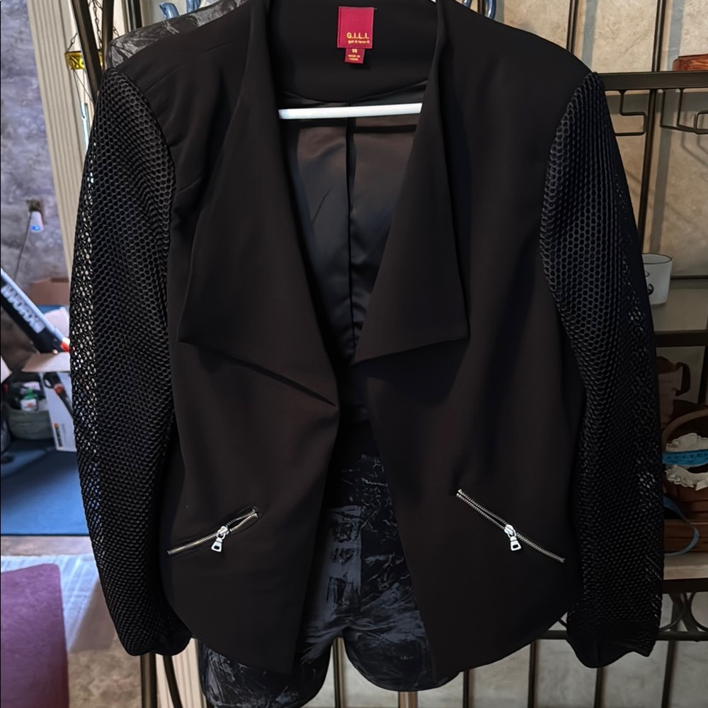 Gilli  Blazer with Mesh Sleeves and Zipper Pockets